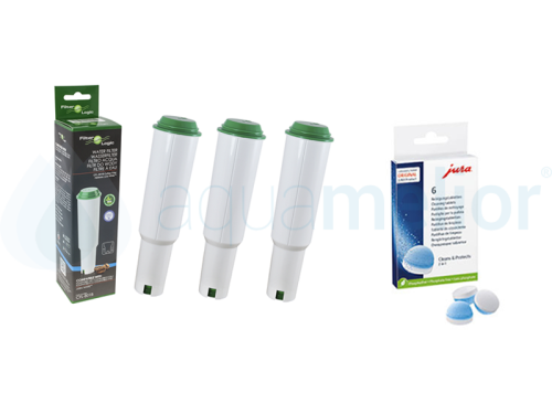 3x Filter Logic CFL-801B Filtr do ekspresu ciśnieniowego Jura Claris White  + Jura 62715 Tabletki czyszczące 6 sztuk