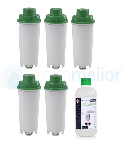 Zestaw DeLonghi CFL-950B FilterLogic filtr 5 szt + odkamieniacz DLSC500 500ml