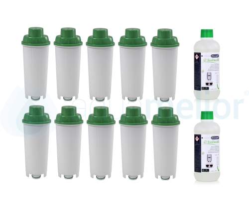 Zestaw DeLonghi CFL-950B FilterLogic filtr 10 szt + odkamieniacz DLSC500 500ml 2 szt