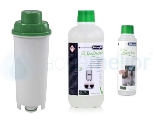 Zestaw DeLonghi CFL-950B FilterLogic filtr + odkamieniacz DLSC500 500ml + Eco MultiClean DLSC550 250ml