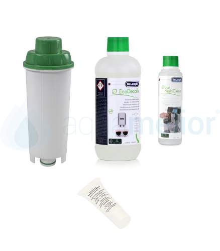 Zestaw DeLonghi CFL-950B FilterLogic filtr + odkamieniacz DLSC500 500ml + Eco MultiClean DLSC550 250ml + SER0354 smar 5g