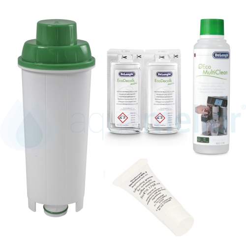 Zestaw DeLonghi CFL-950B FilterLogic filtr + odkamieniacz DLSC200 2x100ml + ECO MultiClean DLSC550 250ml + SER0354 smar 5g