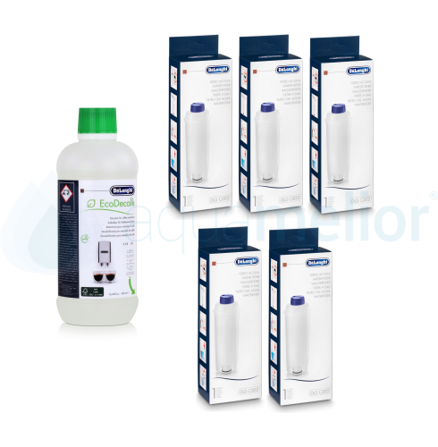 Zestaw DeLonghi DLSC002 filtr 5 szt + odkamieniacz DLSC500 500ml