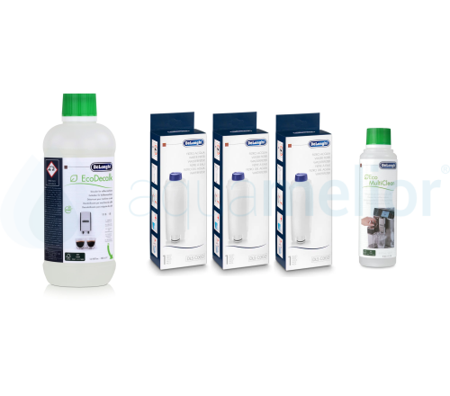 Zestaw DeLonghi DLSC002 filtr 3 szt + odkamieniacz DLSC500 500ml + Eco MultiClean DLSC550 250ml