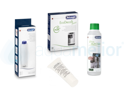 Zestaw DeLonghi DLSC002 filtr + odkamieniacz DLSC200 2x100ml + Eco MultiClean DLSC550 250ml + SER0354 smar 5g