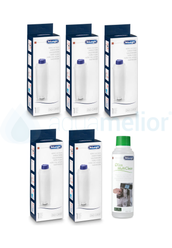 Zestaw DeLonghi DLSC002 filtr 5 szt + Eco MultiClean DLSC550 250ml