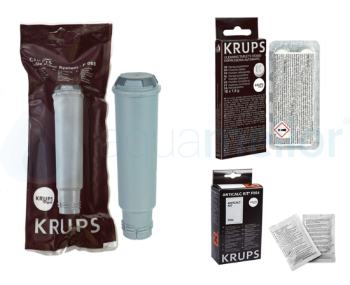 KRUPS Filtr do ekspresu ciśnieniowego F088 ORYGINAŁ + KRUPS XS3000 Tabletki czyszczące do ekspresu ORYGINAŁ 10szt. KRUPS F054 Odkamieniacz do ekspresów ciśnieniowych i czajników 2 saszetki