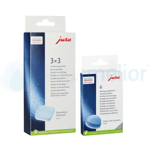 Zestaw tabletki odkamieniające Jura 9 sztuk 3x3 61848 + tabletki czyszczące do ekspresów Jura 24225 6 szt. 3w1