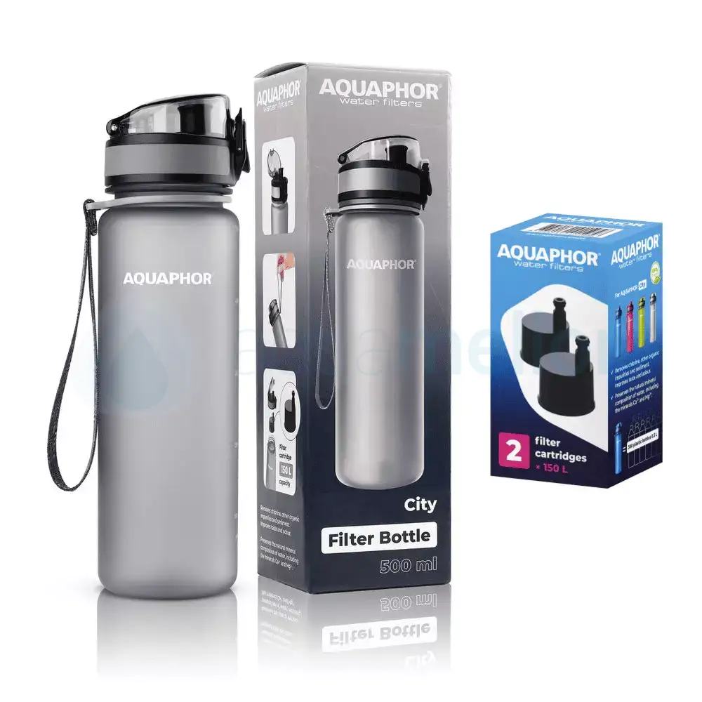 Aquaphor City butelka filtrująca szary 0,5l z 1 filtrem 1f.webp