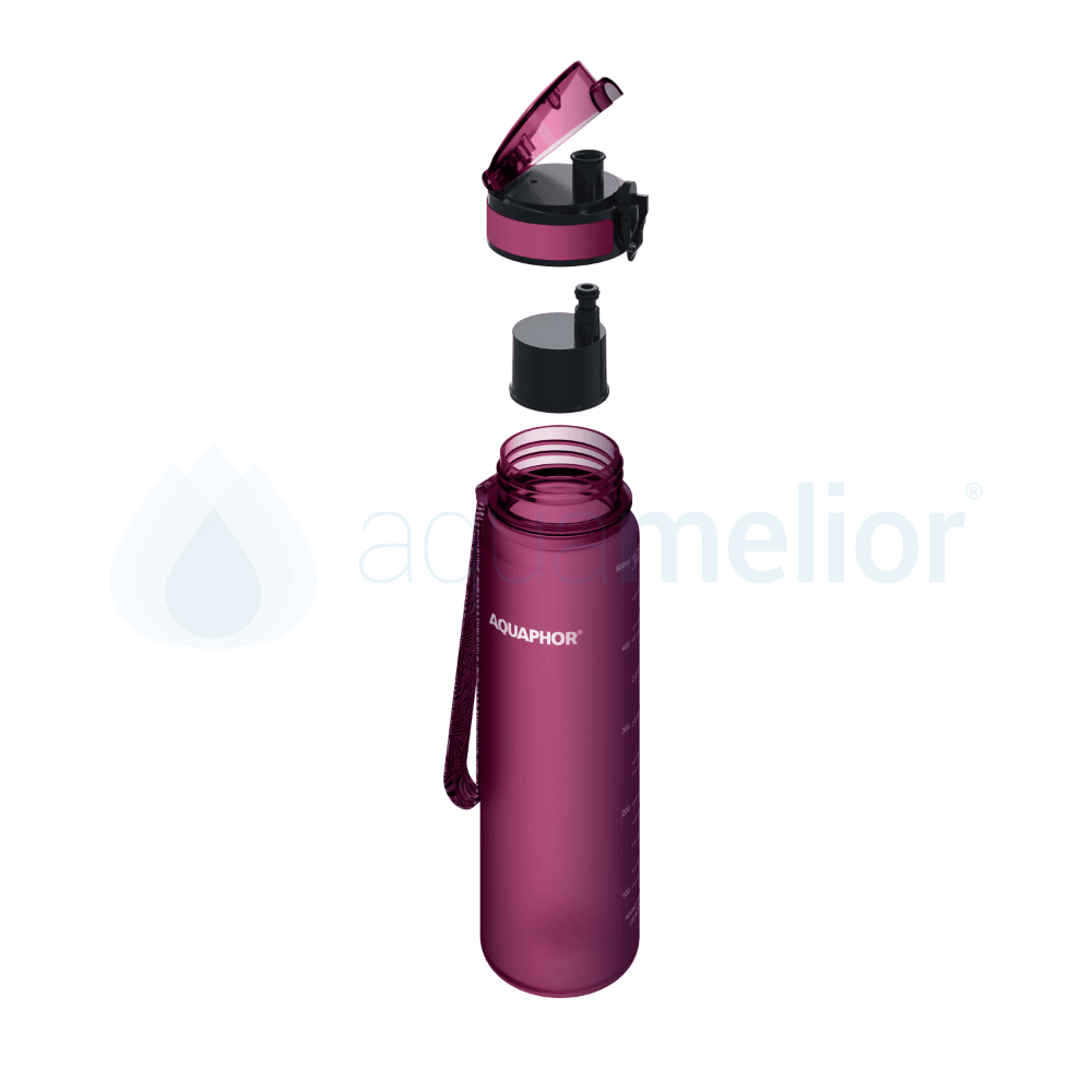 Aquaphor City butelka filtrująca bordowa 0,5l z 1 filtrem 3.png