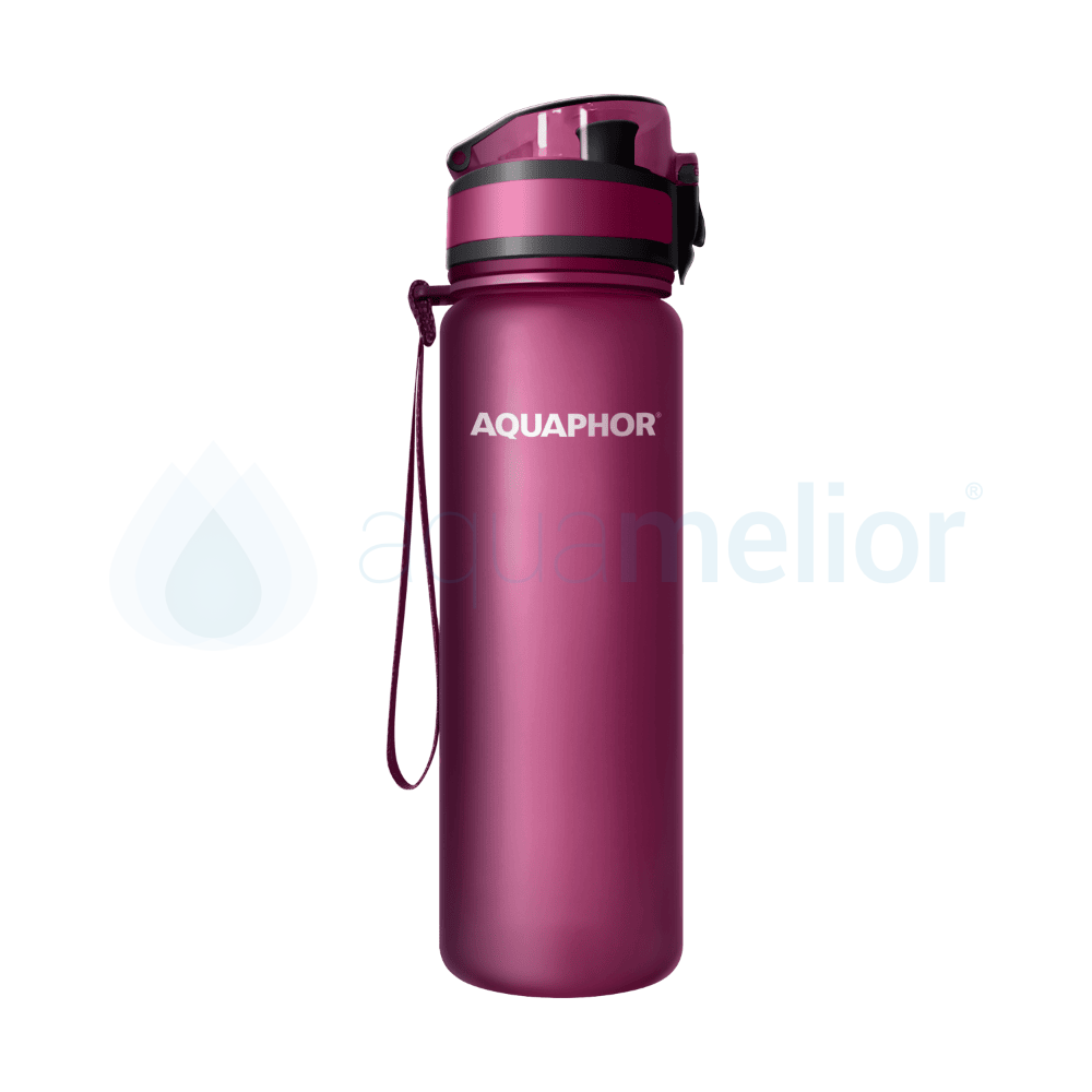 Aquaphor City butelka filtrująca bordowa 0,5l z 1 filtrem 4.png