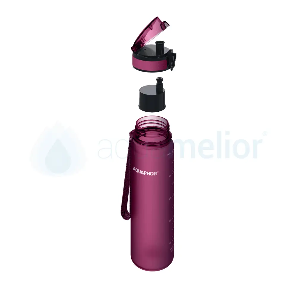 Aquaphor City butelka filtrująca bordowa 0,5l z 1 filtrem 3.png
