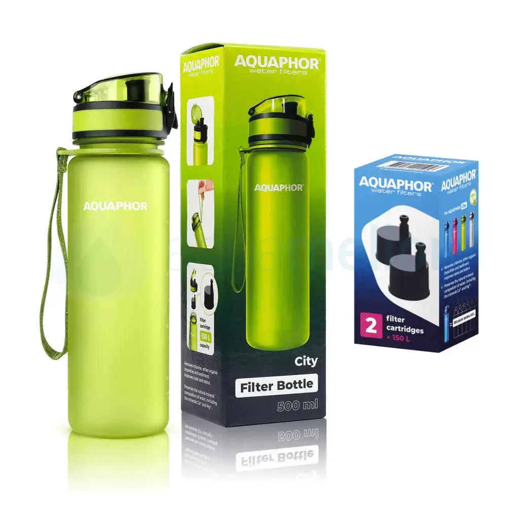 Aquaphor City butelka filtrująca limonkowy 0,5l z 1 filtrem 1f.webp