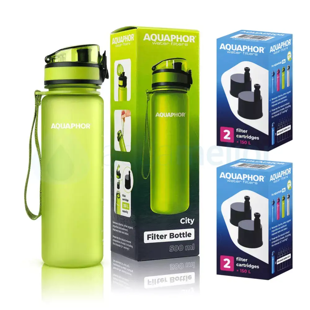 Aquaphor City butelka filtrująca limonkowy 0,5l z 1 filtrem 2f.webp