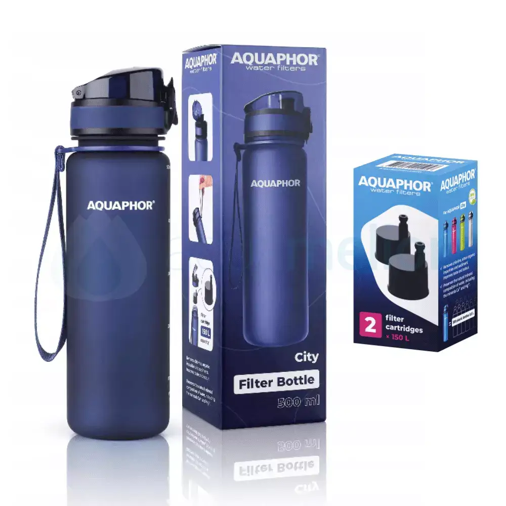 Aquaphor City butelka filtrująca granatowa 0,5l z 1 filtrem 1f.webp
