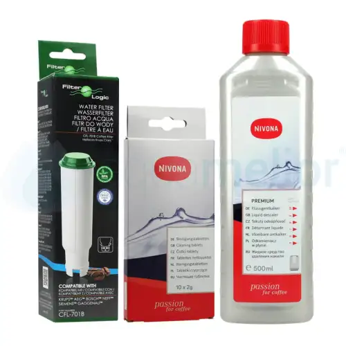 Filter Logic CFL-701 zamiennik Claris NIRF700 + NIVONA NIRK703 Odkamieniacz do ekspresów ciśnieniowych 500ml  + NIVONA NIRT701 Tabletki czyszczące do ekspresu