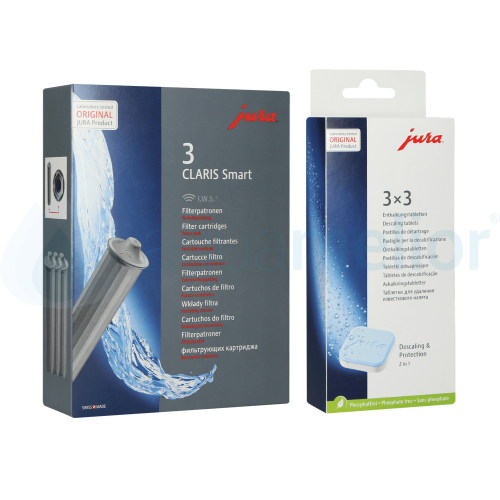 Jura 71794 Claris Smart Filtr do wody 3 sztuki + Jura 61848 Tabletki odkamieniające 9 sztuk