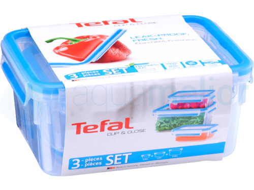 Tefal K3028912 Zestaw 3 Pojemników MasterSeal Fresh Box (0,55 L, 1 L, 2,3 L)