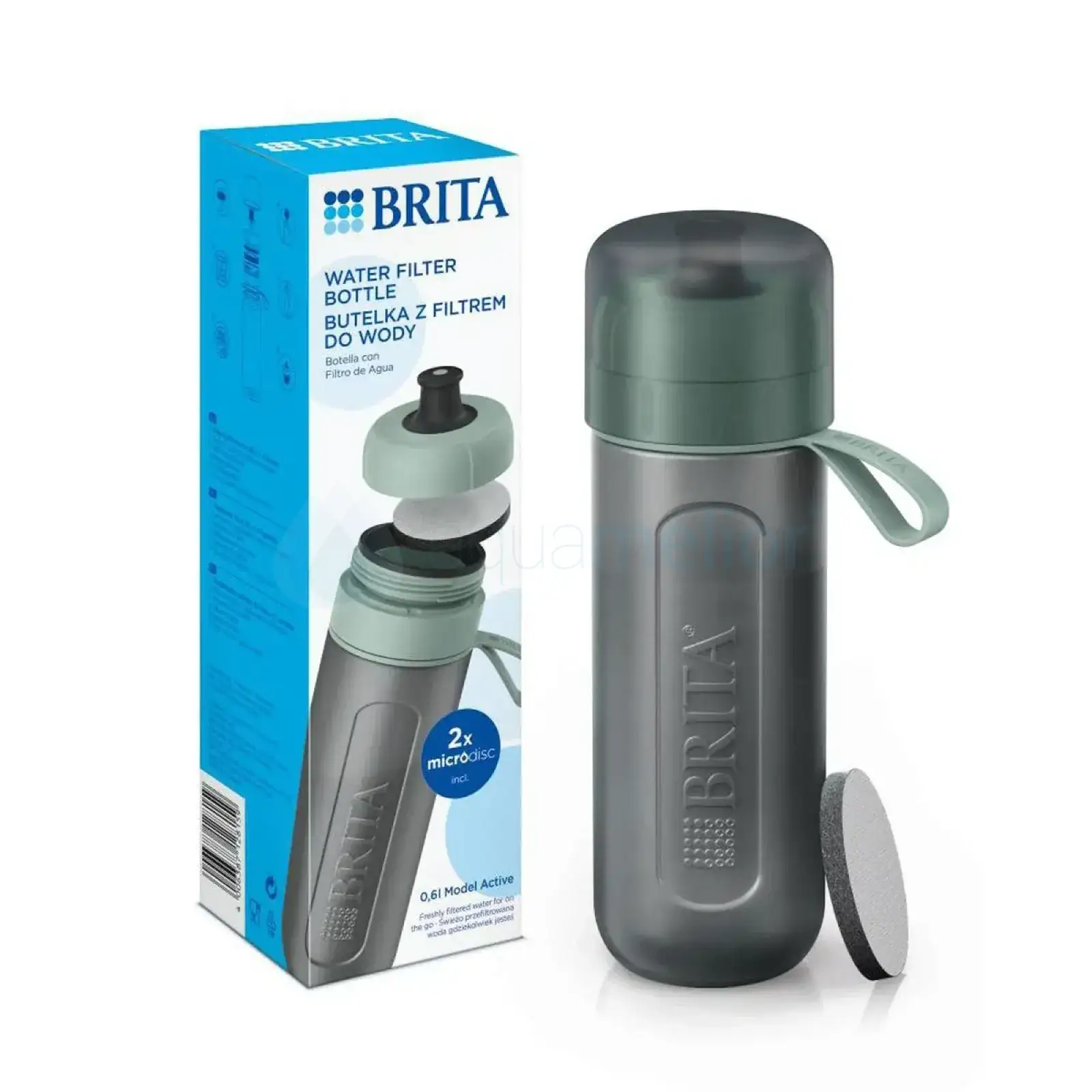 Brita Fill&Go Active 600ml pastelowa zieleń butelka filtrująca (z 2 filtrami MicroDisc).webp