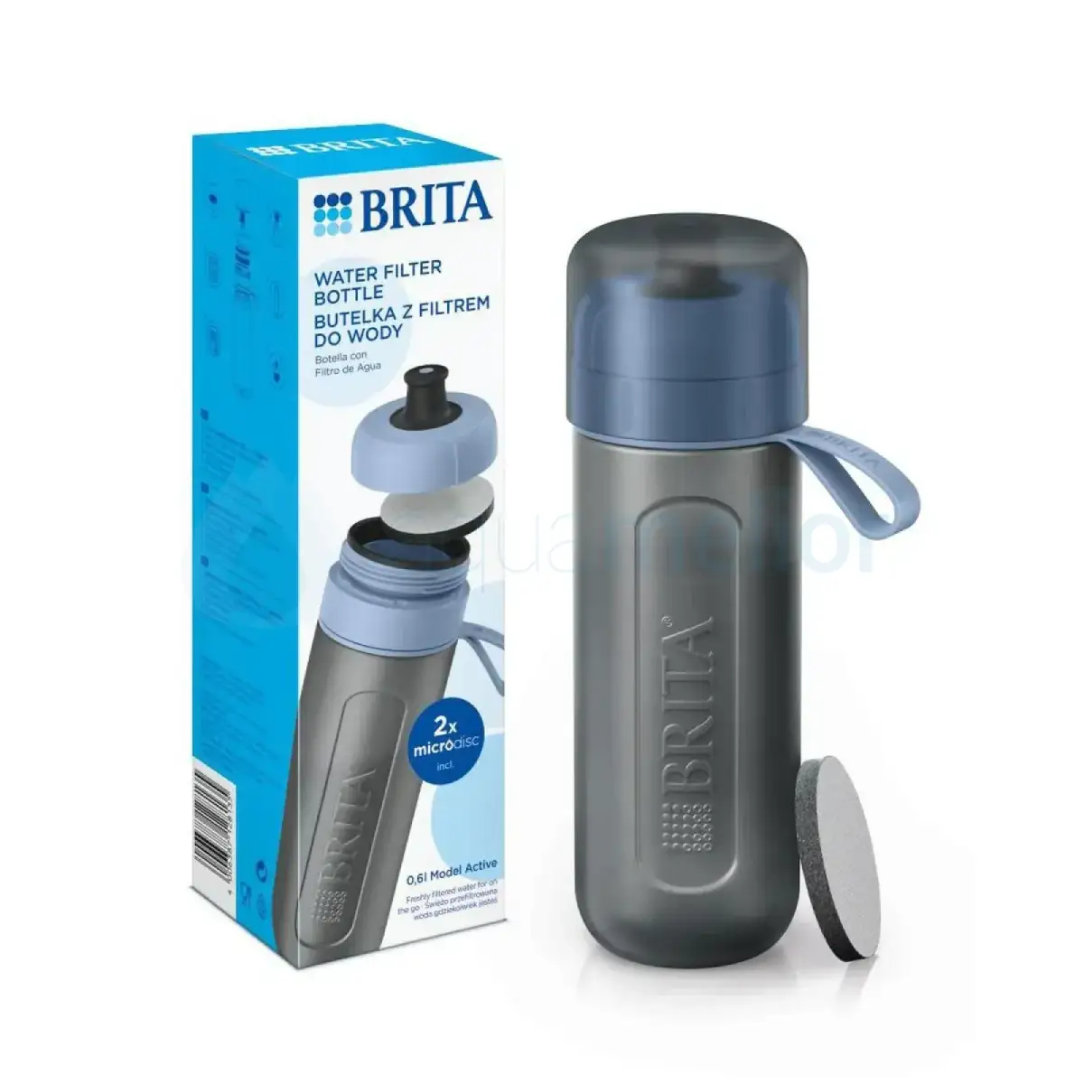 Brita Fill&Go Active 600ml pastelowy niebieski butelka filtrująca (z 2 filtrami MicroDisc).webp