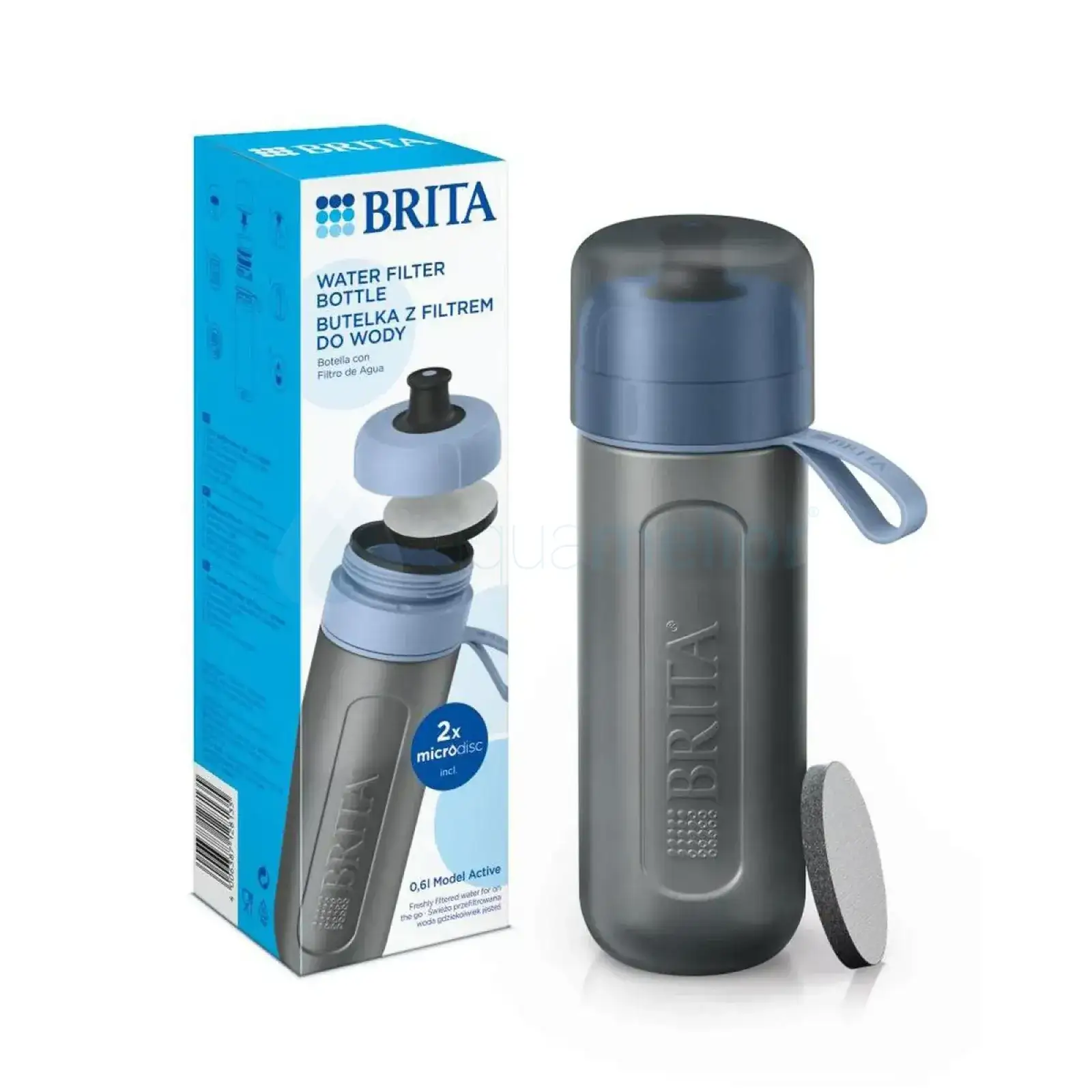 Brita Fill&Go Active 600ml pastelowy niebieski butelka filtrująca (z 2 filtrami MicroDisc).webp
