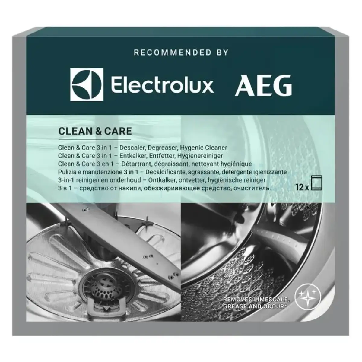 Electrolux M2GCP121 Środek czyszcząco-odkamieniający Clean & Care 3w1 do pralek i zmywarek 12 x 50g.webp