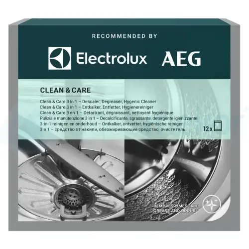 Electrolux M2GCP121 Środek czyszcząco-odkamieniający Clean & Care 3w1 do pralek i zmywarek 12 x 50g