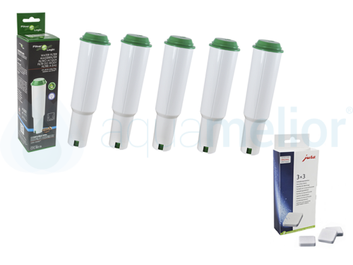 5x Filter Logic CFL-801B Filtr do ekspresu ciśnieniowego Jura Claris White  + Jura 61848 Tabletki odkamieniające 9 sztuk